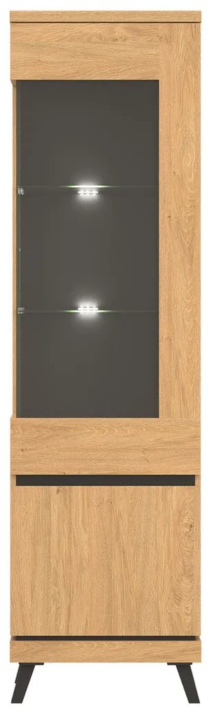 Βιτρίνα Orlando AH104, Μαύρο, Δρυς, Με πόρτες, 197x55x39cm, 43 kg | Epipla1.gr
