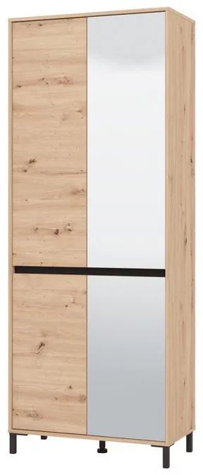 Παπουτσοθήκη - Ντουλάπα Flannan 2K4V 2OG Artisan Oak - Μαύρο Μάτ 80x40x205 εκ. 80x40x205 εκ.