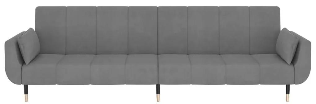 Καναπές Κρεβάτι Διθέσιος Ανοιχτό Γκρι Βελούδινος με 2 Μαξιλάρια - Γκρι