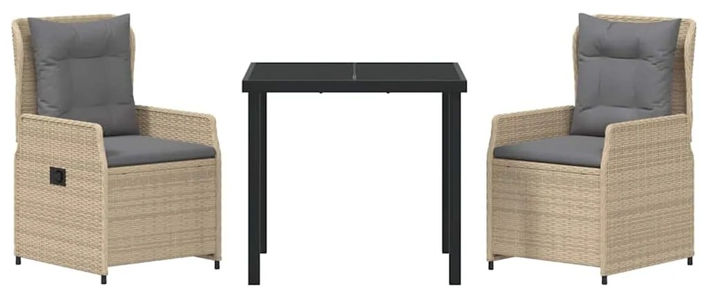 vidaXL Σέτ φαγητού για κήπο 3 pcs Μπέζ και Ανοιχτό Γκρι