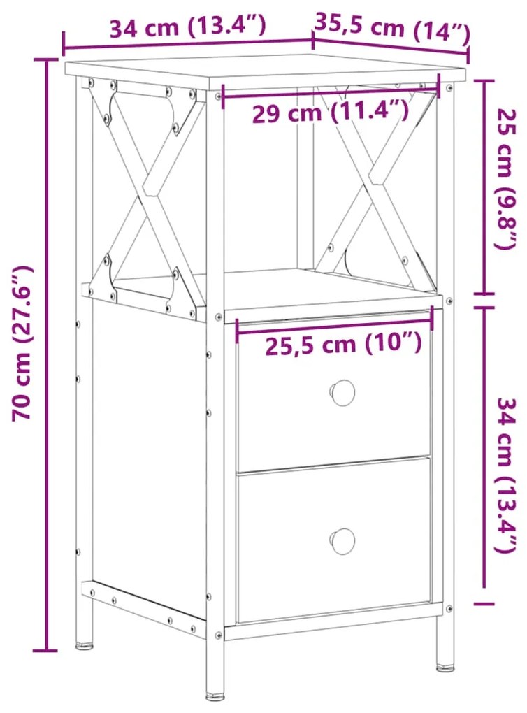 ΚΟΜΟΔΙΝΑ 2 ΤΕΜΑΧΙΑ ΠΑΛΙΟ ΞΥΛΟ 34X35,5X70 CM ΚΑΤΑΣΚΕΥΑΣΜΕΝΟ ΞΥΛΟ 857251