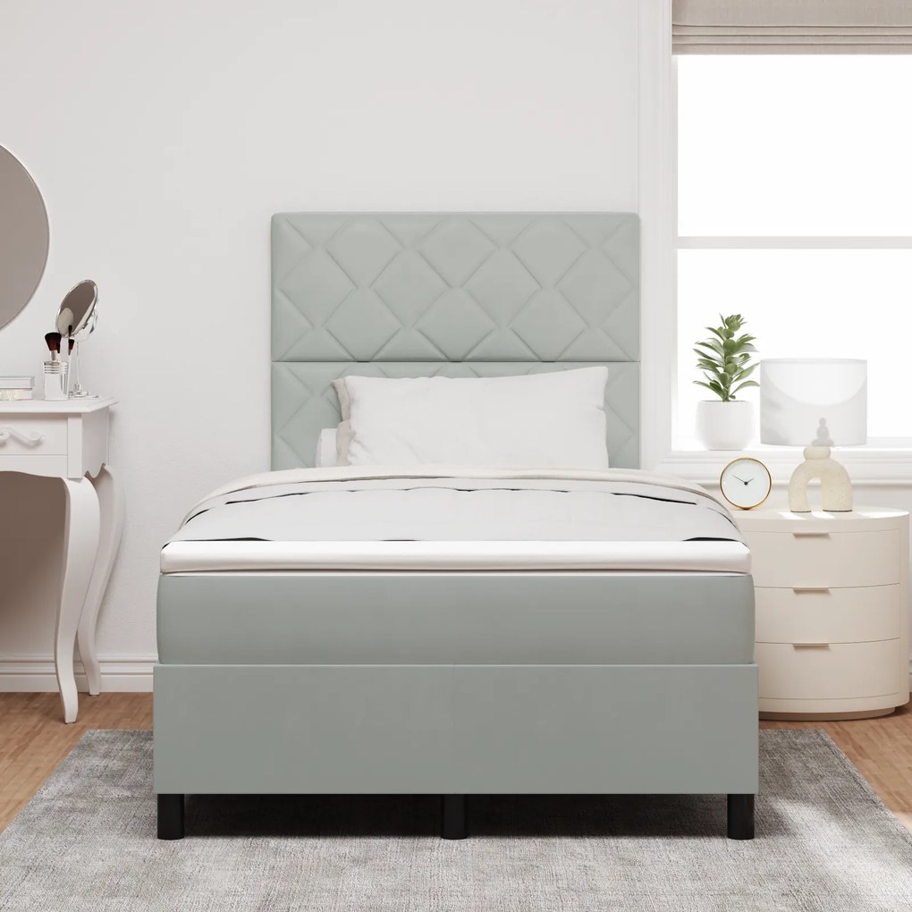 vidaXL κρεβάτι Box Spring με στρώμα και LED Γκρι 120x190 cm Βελούδο