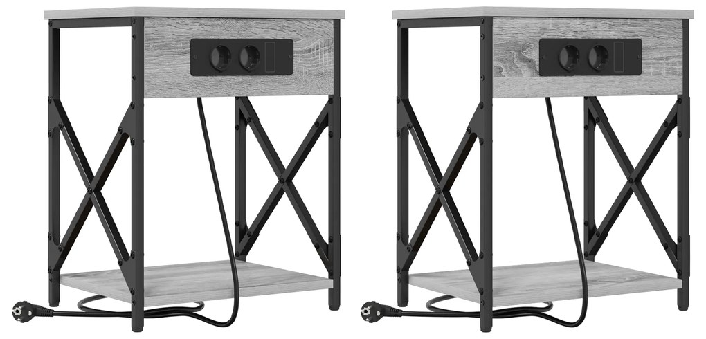 vidaXL Κομοδίνο 2 pcs Γκρι sonoma 41 x 31 x 51 εκ. Επεξεργασμένο ξύλο