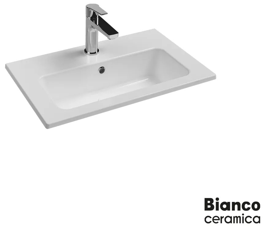 Νιπτήρας Πορσελάνης 60x36 (1 οπή) Bianco Ceramica White 37060-300