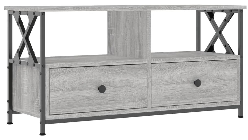 vidaXL Έπιπλο Τηλεόρασης Sonoma Γκρι 90x33x45 εκ. Επεξ. Ξύλο/Σίδερο