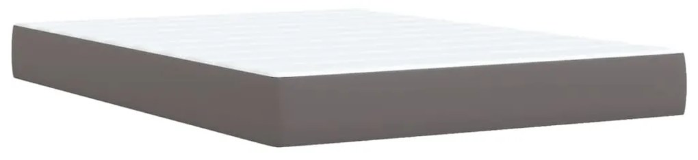 vidaXL Κρεβάτι Boxspring με Στρώμα Γκρι 140x190εκ. από Συνθετικό Δέρμα