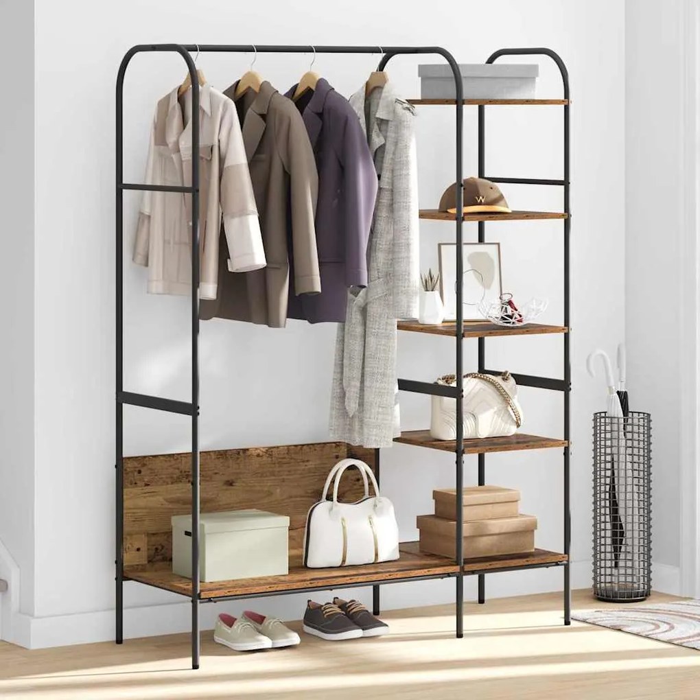 vidaXL Ράφι Ρούχων με ράφι Καφέ 120 x 44 x 160 εκ Επεξεργασμένο ξύλο