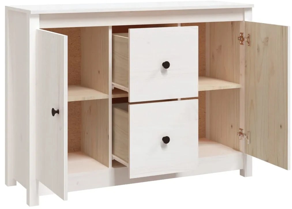 vidaXL Ντουλάπι Λευκό 100 x 35 x 74 εκ. από Μασίφ Ξύλο Πεύκου