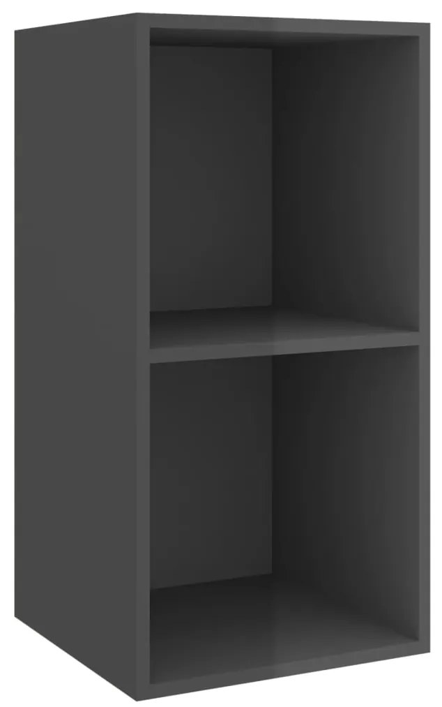 vidaXL Έπιπλο Τηλεόρασης Κρεμαστό Γυαλ. Γκρι 37x37x72 εκ. Επεξ. Ξύλο
