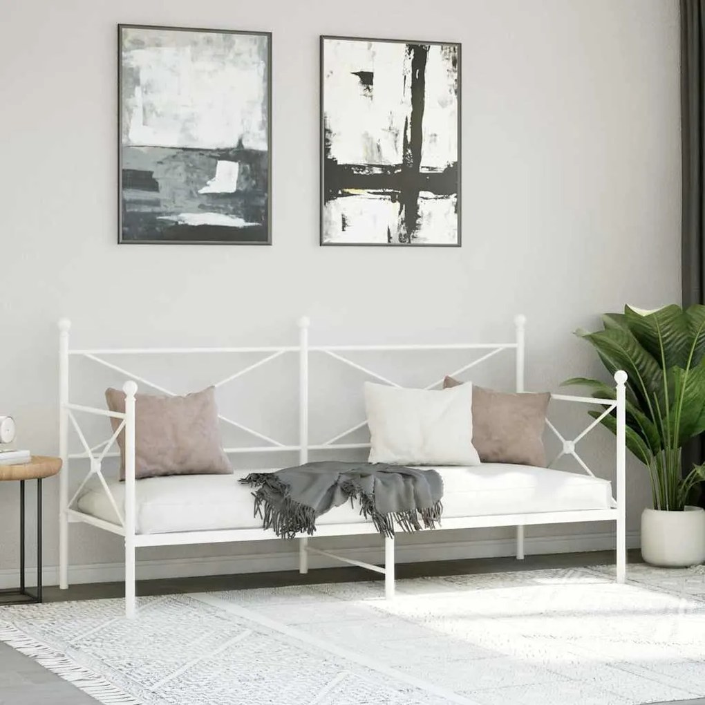 Κρεβάτι ημέρας vidaXL χωρίς στρώμα Λευκό 75x190 cm Ατσάλι