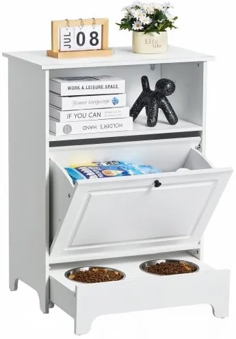 VEVOR Pet Feeding Station w/ 2 Elevated Dog Bowls Dog Food &amp; Toy Storage Cabinet