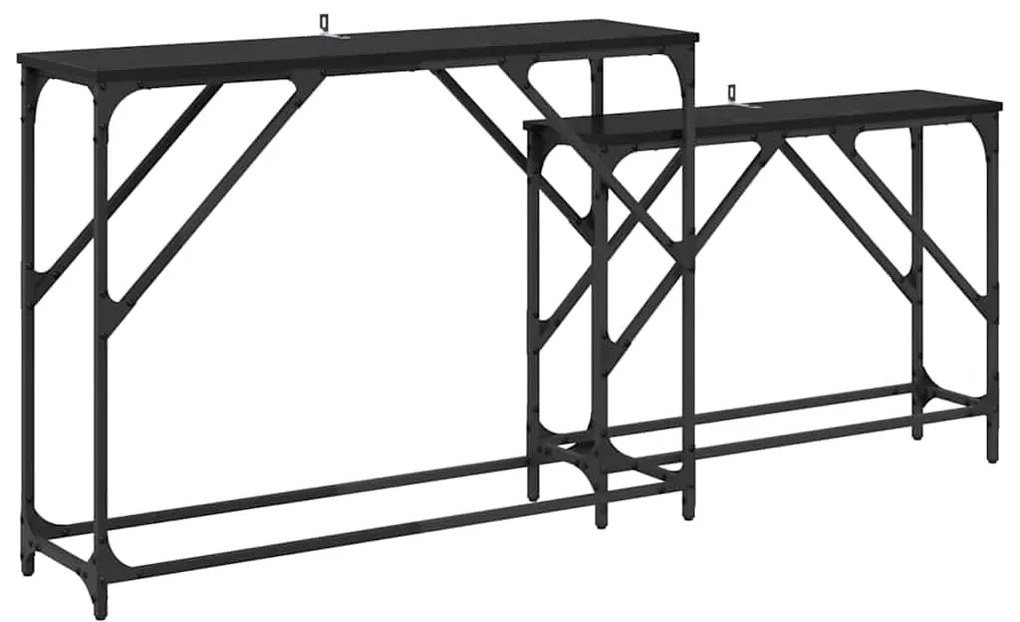 vidaXL Τραπέζι κονσόλας 2 pcs Μαύρη Οξυά 100 x 28 x 75 εκ.