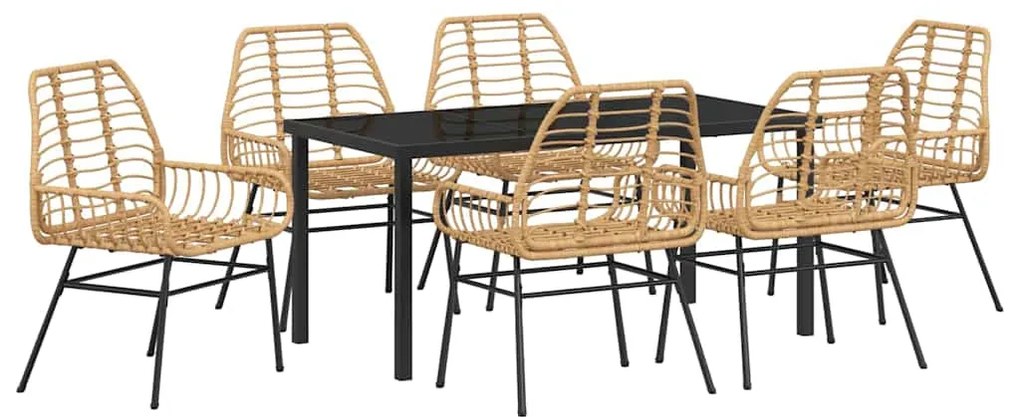 vidaXL Σέτ φαγητού για κήπο 7 pcs Καφέ συνθετικό ρατάν