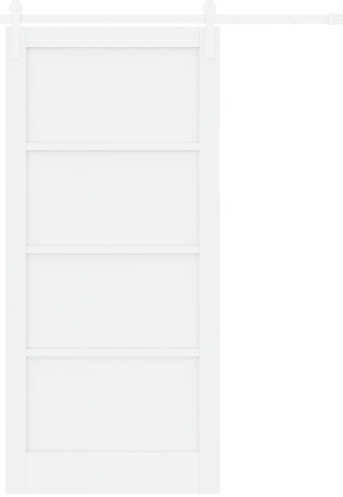 vidaXL Συρόμενη Πόρτα  με Σετ Υλικών Λευκή 93x202 εκ. Συμπαγές Ξύλο Πεύκου