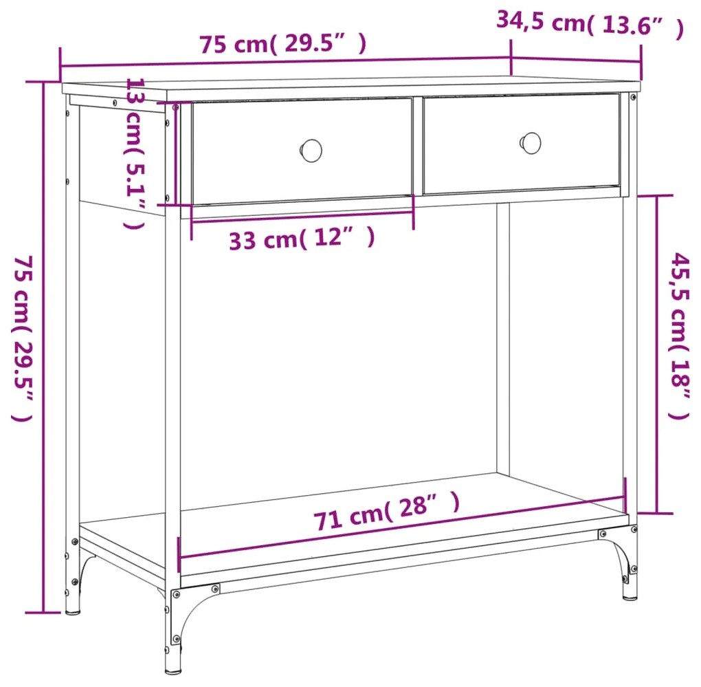 ΤΡΑΠΕΖΙ ΚΟΝΣΟΛΑ ΓΚΡΙ SONOMA 75X34,5X75 ΕΚ. ΕΠΕΞΕΡΓΑΣΜΕΝΟ ΞΥΛΟ 834178