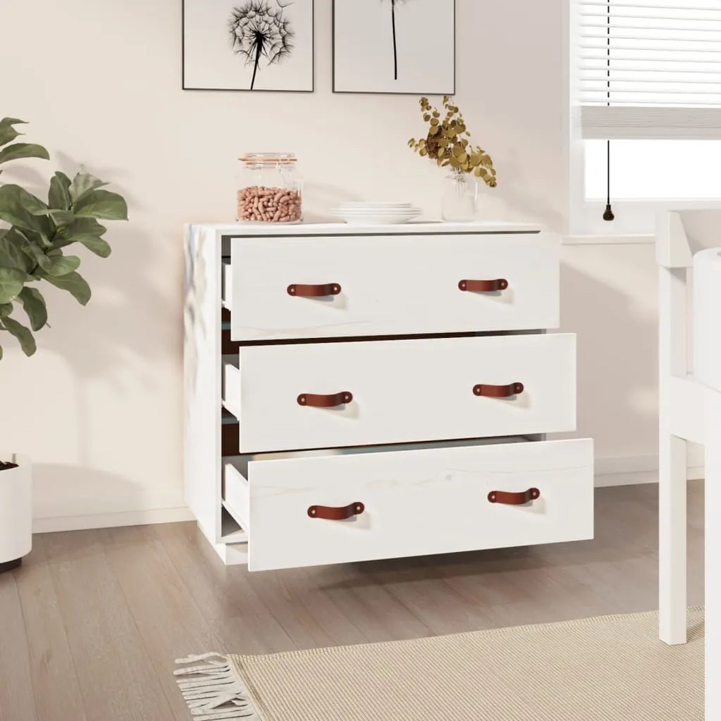 vidaXL Ντουλάπι Λευκό 80x40x75 εκ. από Μασίφ Ξύλο Πεύκου