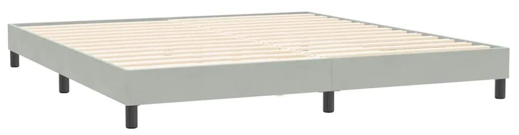 vidaXL Κρεβάτι Boxspring με Στρώμα Ανοιχτό Γκρι 180x210 εκ. Βελούδινο