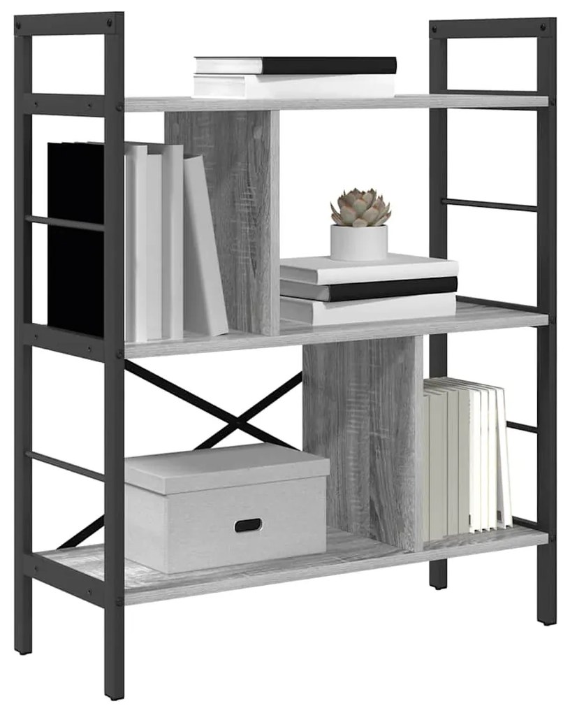 vidaXL Ράφι Βιβλίων Γκρίζο Σονομα 75 x 30 x 91 εκ. Επεξεργασμένο ξύλο