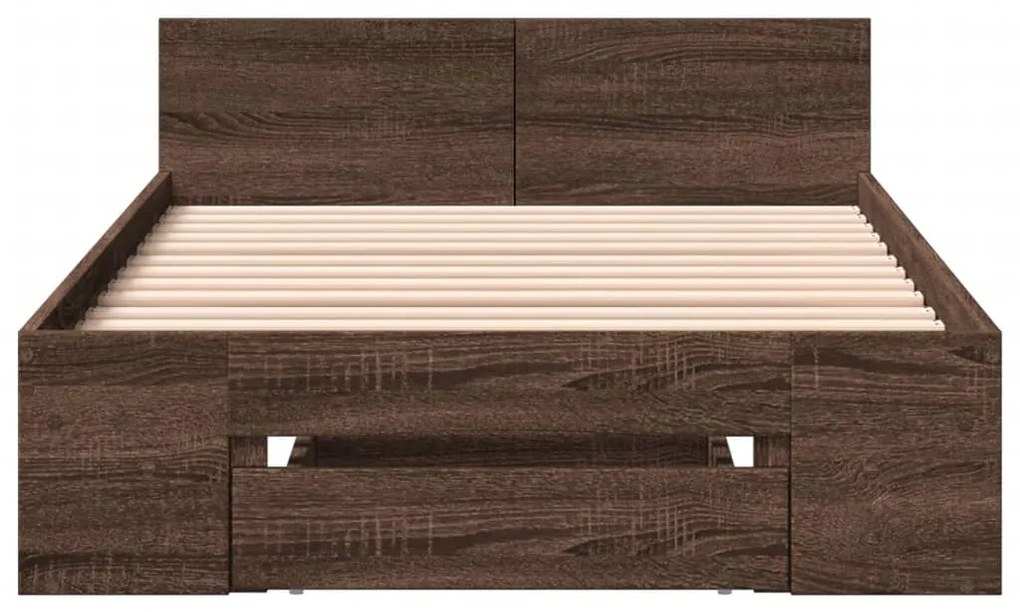 vidaXL Πλαίσιο Κρεβατιού με Συρτάρια Καφέ δρυς 90x190 εκ. Επεξ. Ξύλο