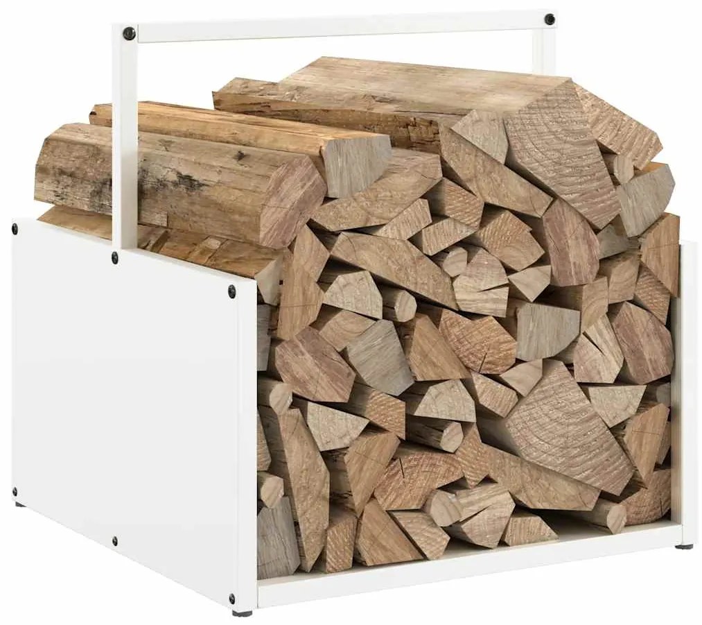 vidaXL Ράφι Καυσόξυλων Λευκό 40x40x40 εκ. Χάλυβας ψυχρής έλασης