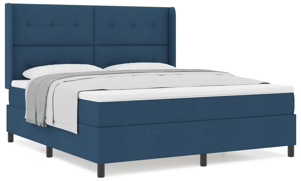 vidaXL Κρεβάτι Box Spring με Στρώμα Μπλε 180x200 εκ. Υφάσματος