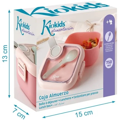 Ταπεράκι Φαγητού Kiokids Pink με Κουταλάκι 750ml
