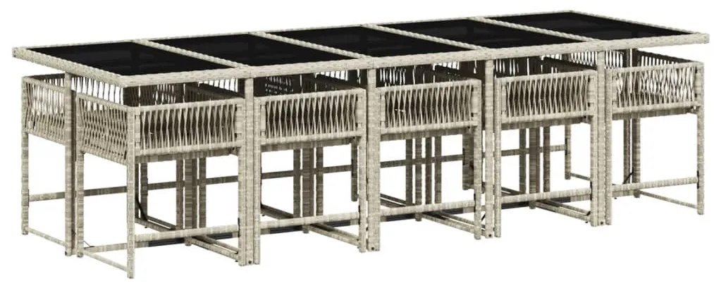 vidaXL Σετ Τραπεζαρίας Κήπου 11 τεμ. Αν. Γκρι Συνθ. Ρατάν με Μαξιλάρια