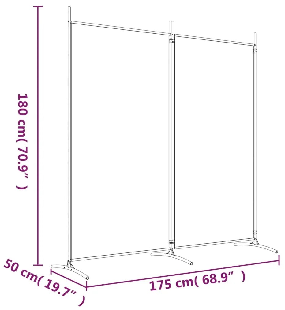 Διαχωριστικό Δωματίου με 2 Πάνελ Καφέ 175 x 180 εκ. από Ύφασμα - Καφέ