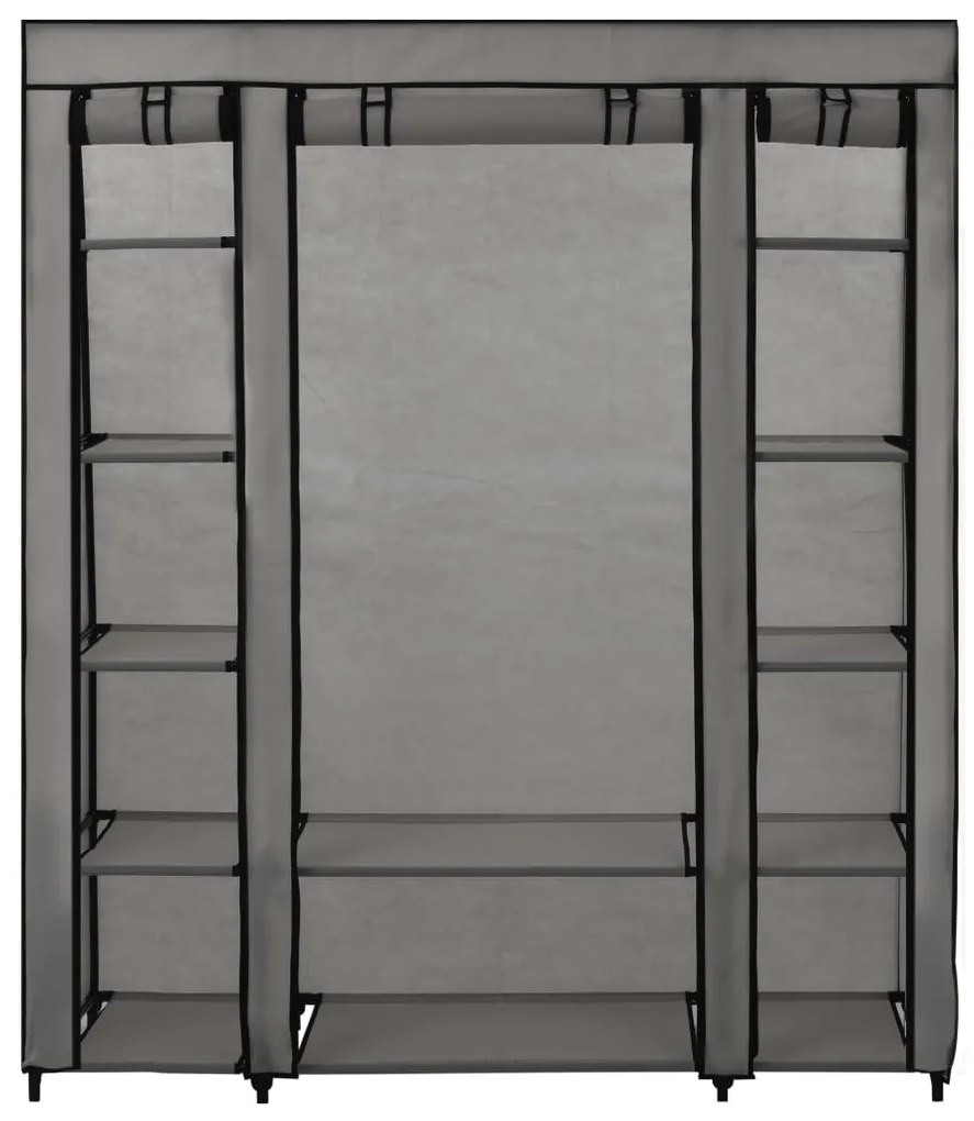 vidaXL Ντουλάπα με Ράφια / Σωλήνες Γκρι 150x45x176 εκ. Υφασμάτινη