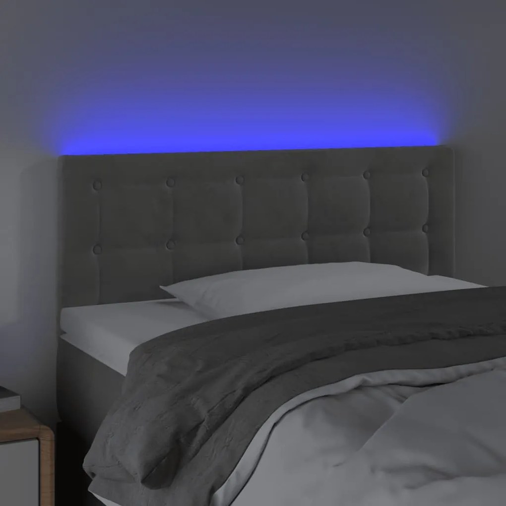 Κεφαλάρι Κρεβατιού LED Ανοιχτό Γκρι 90x5x78/88 εκ. Βελούδινο 3122082