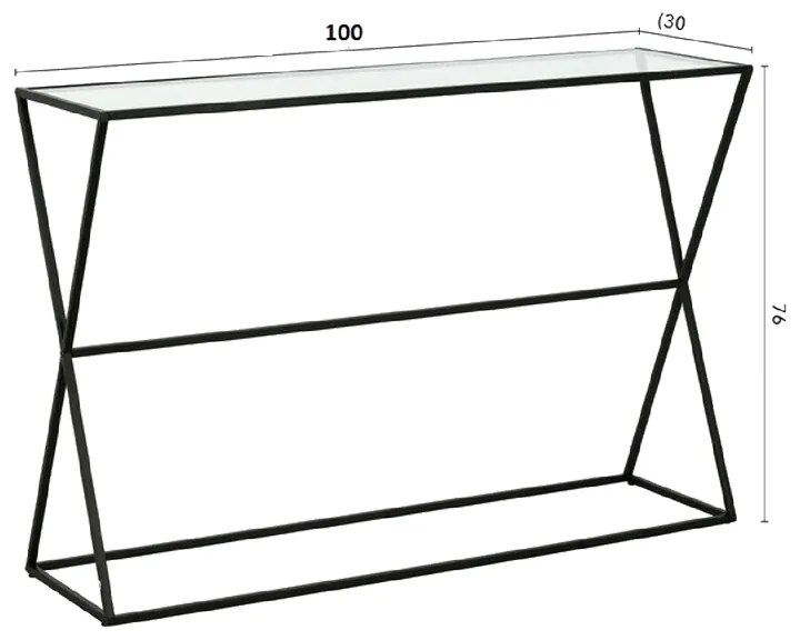 Κονσόλα Loujie pakoworld μαύρο μέταλλο-γυαλί 100x30x76εκ