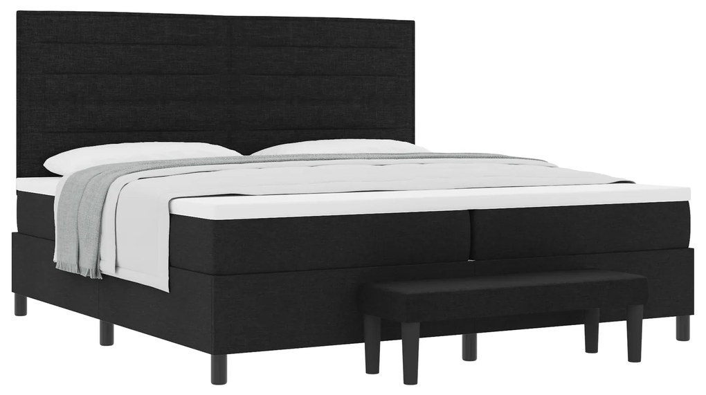 vidaXL Κρεβάτι με ελατήρια με στρώμα Μαύρο 200 x 200 cm ύφασμα