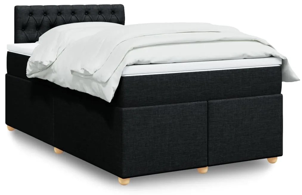 vidaXL Κρεβάτι Boxspring με Στρώμα Μαύρο 120x200 εκ. Υφασμάτινο