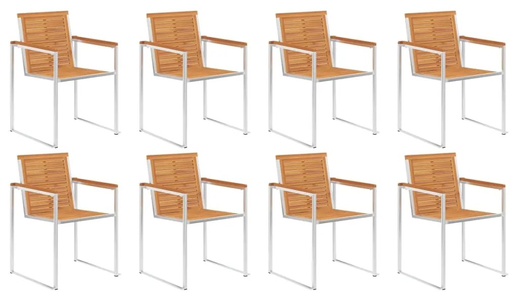 vidaXL Καρέκλες Κήπου 8 τεμ. από Μασίφ Ξύλο Ακακίας με Μαξιλάρια