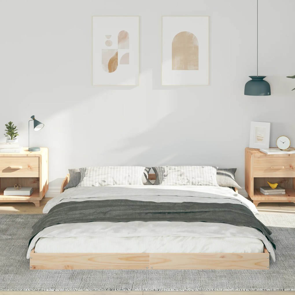 vidaXL Σκελετός Κρεβατιού Καφέ 140 x 210 cm Μασίφ ξύλο πεύκου