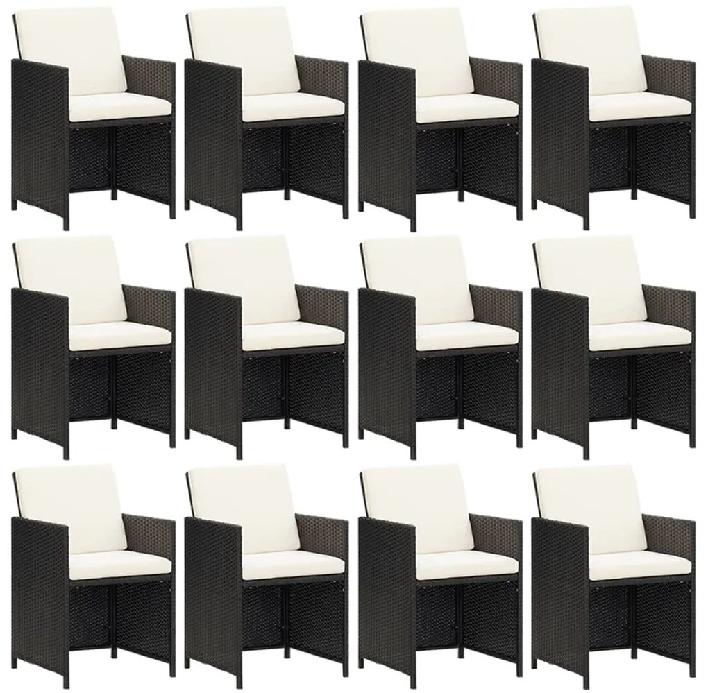 vidaXL Σετ Τραπεζαρίας Κήπου 13 τεμ Μαύρο από Συνθ. Ρατάν με Μαξιλάρια