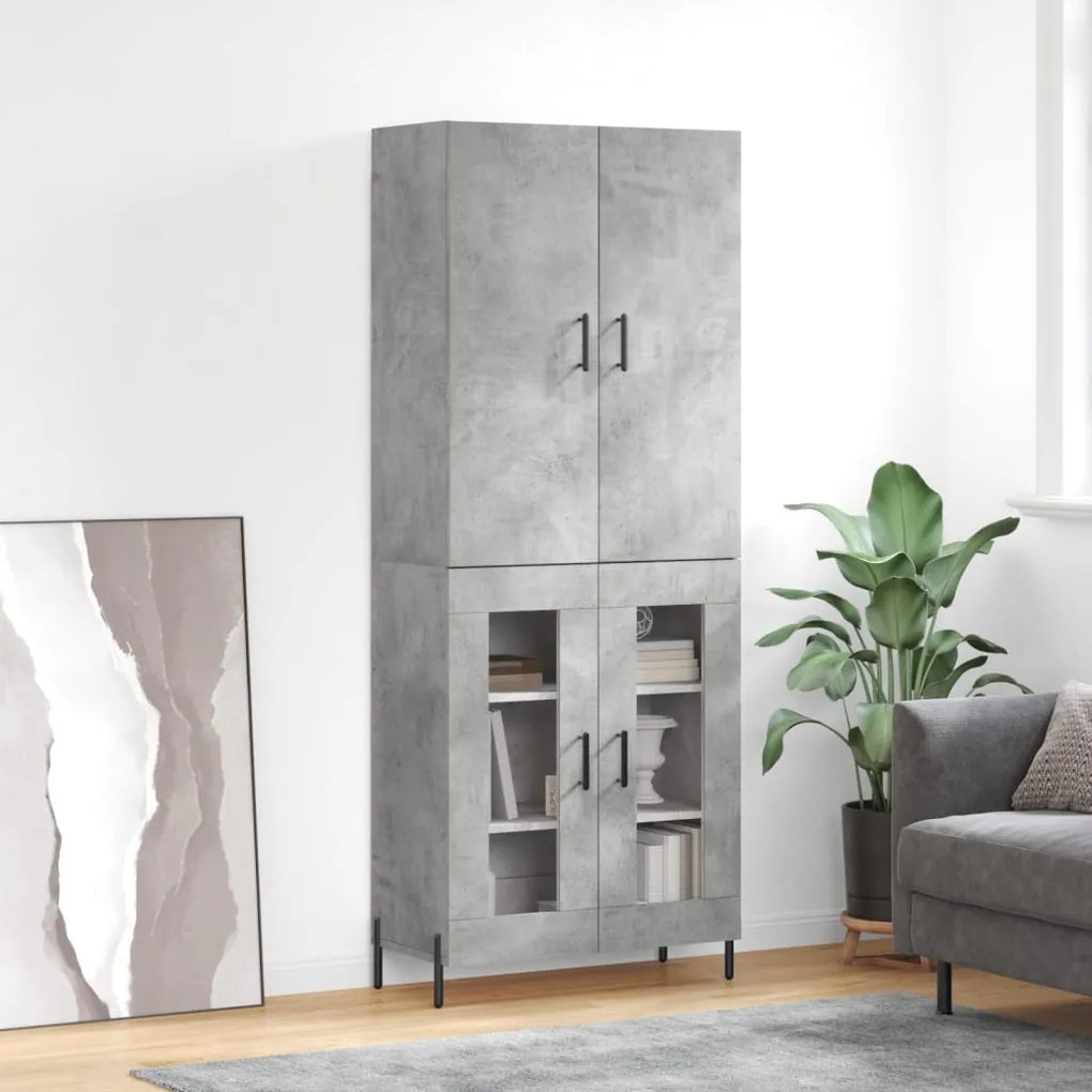 vidaXL Ντουλάπι Γκρι Σκυροδέματος 69,5x34x180 εκ. Επεξεργασμένο Ξύλο