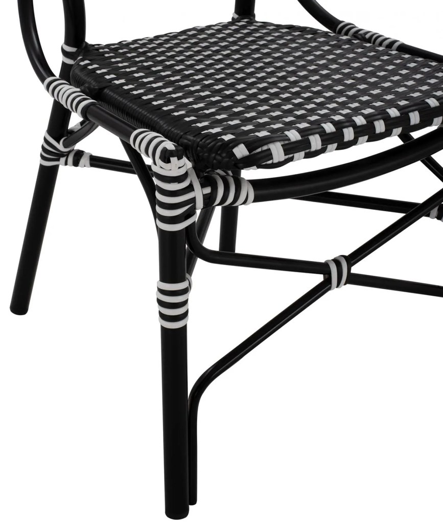 Καρέκλα C5792.02 Αλουμινίου Bamboo Look με Wicker Μαύρο - Λευκό 46x60x96 εκ. 46x60x96 εκ.