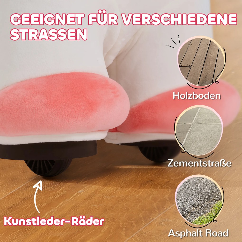 AIYAPLAY 6V Ηλεκτρικό Πόνυ για Παιδιά, Λειτουργία με Μπαταρία, Με Λειτουργία Μουσικής και Κίνηση προς τα Εμπρός, 18-36 Μηνών, Λευκό