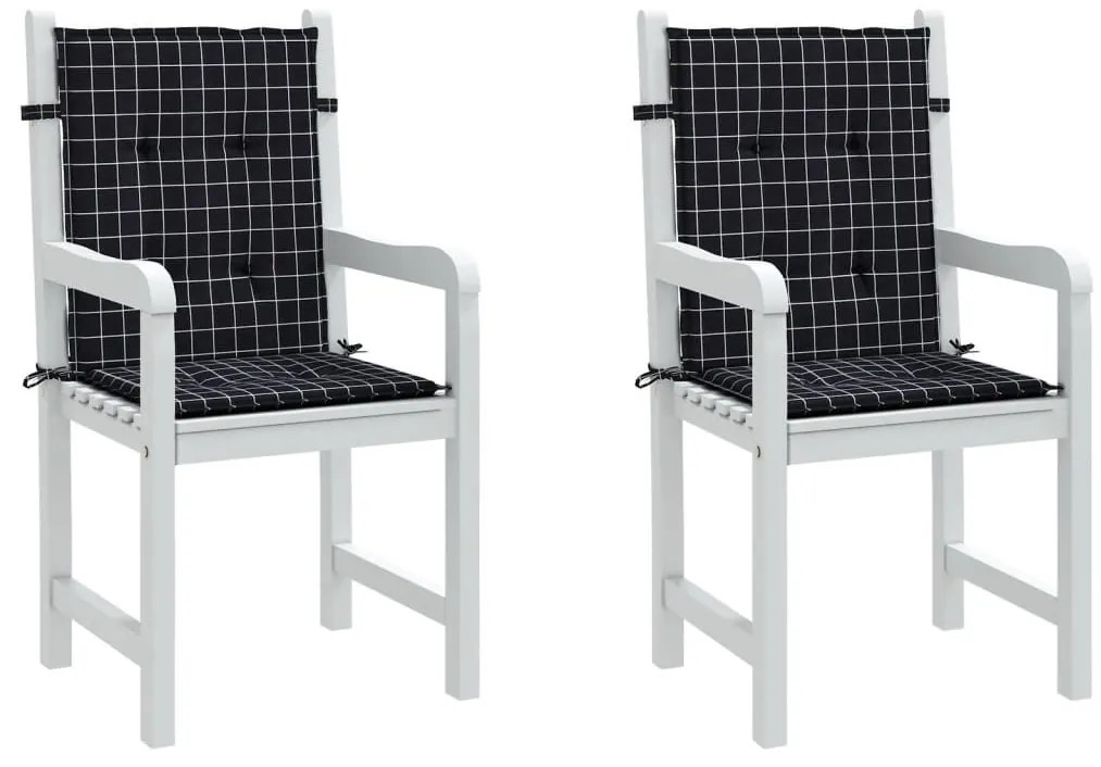 Μαξιλάρια Καρέκλας με Χαμ. Πλάτη 2 τεμ. Μαύρο Καρό Υφασμάτινα - Πολύχρωμο