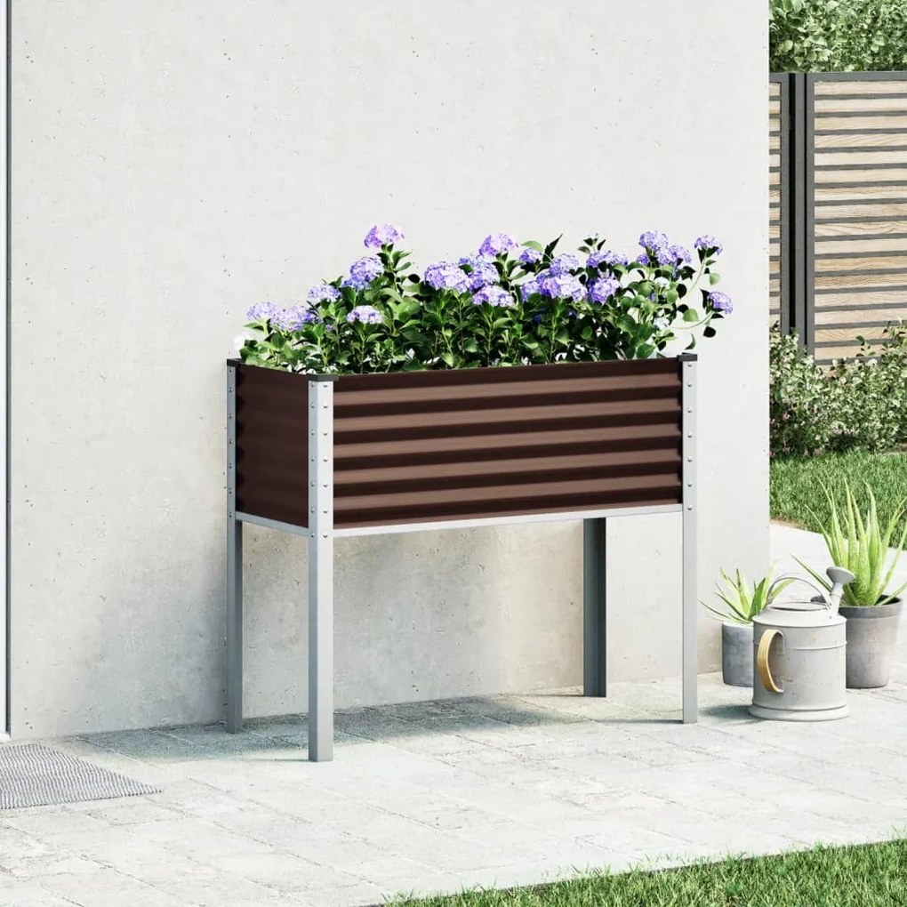 vidaXL Ζαρντινιέρα Κήπου Καφέ 100x45x90 εκ. από Ατσάλι