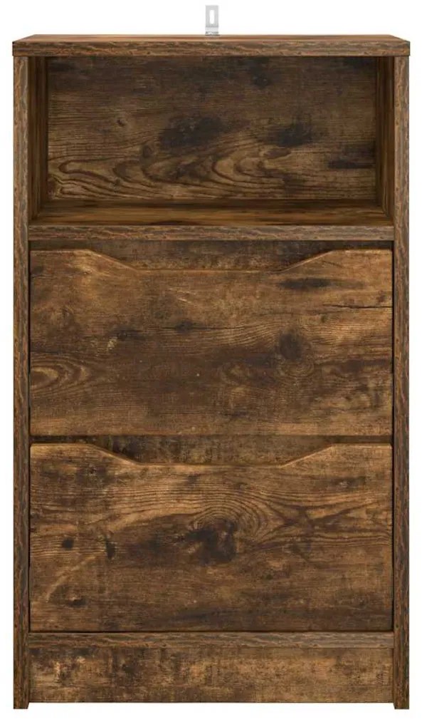 vidaXL Κομοδίνα με συρτάρι 2 pcs Καπνιστό Δρύς 40 x 30 x 467 εκ