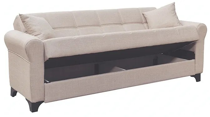 AZUR LIGHT BROWN ΥΦΑΣΜΑ 3ΘΕΣΙΟΣ ΚΑΝΑΠΕΣ/ΚΡΕΒΑΤΙ ΜΕ ΑΠΟΘ.ΧΩΡΟ