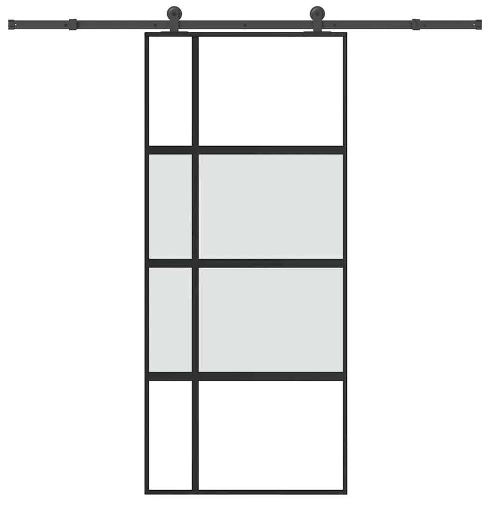 vidaXL Συρόμενη πόρτα με σετ υλικού 90x205 cm από γυαλί και αλουμίνιο