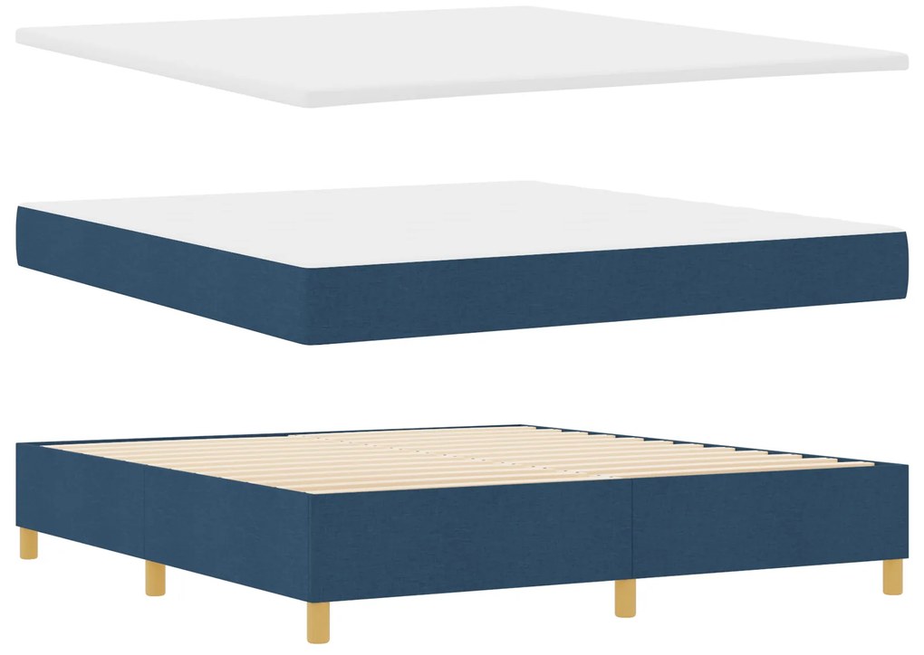 vidaXL Κρεβάτι Box Spring με Στρώμα & LED Μπλε 180x200 εκ. Υφασμάτινο
