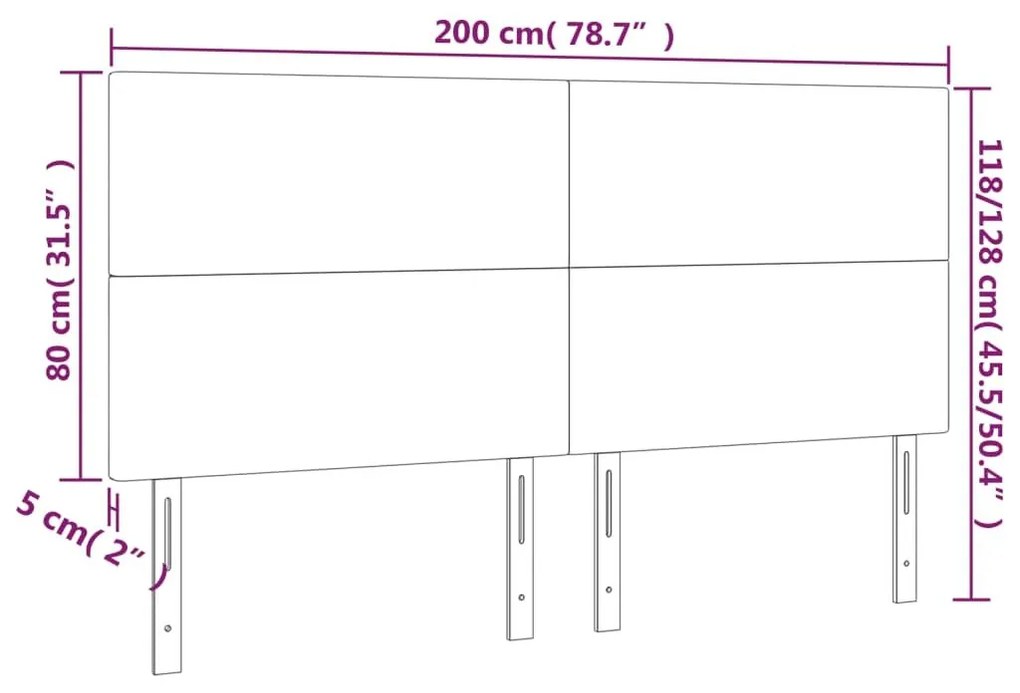 Κεφαλάρια Κρεβατιού 4 τεμ. Γκρι 100x5x78/88 εκ.Συνθετικό Δέρμα - Γκρι