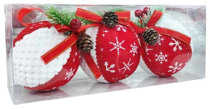 Χριστουγεννιάτικες μπάλες 3τμχ 8cm - Christmas decoration balls 3pcs