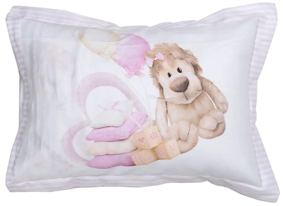 Μαξιλαροθήκη Παιδική Alice White-Pink Anna Riska 30 X 40 100% Βαμβακοσατέν