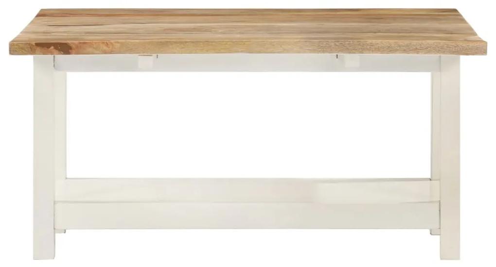 Τραπεζάκι Σαλονιού Λευκό 90x(45-90)x45 εκ. Μασίφ Ξύλο Μάνγκο - Λευκό