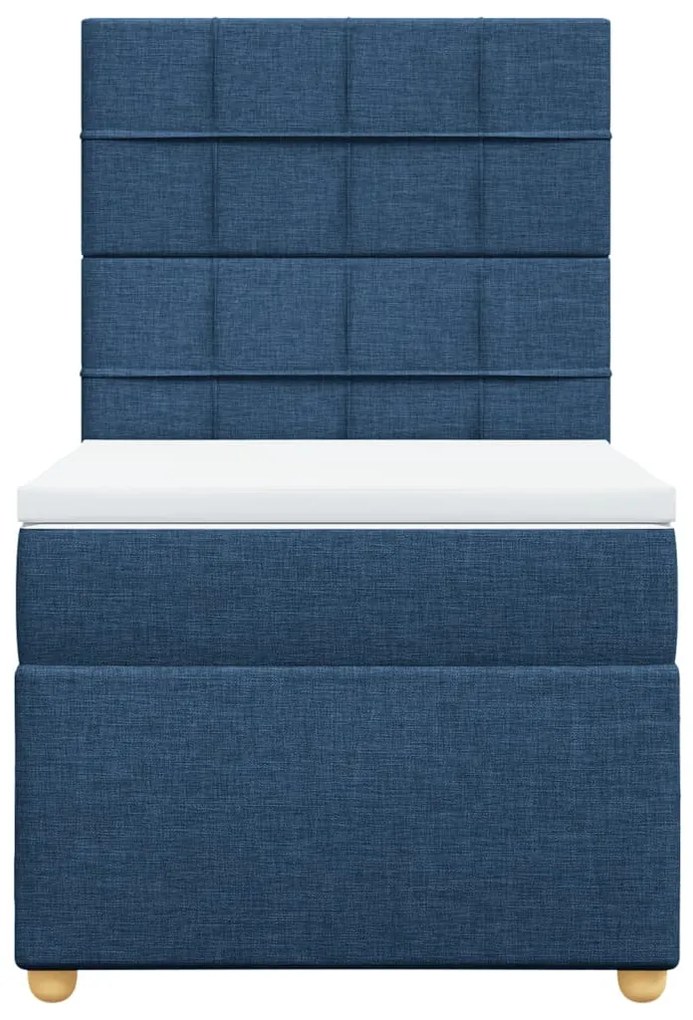 vidaXL Κρεβάτι Boxspring με Στρώμα Μπλε 100 x 200 εκ. Υφασμάτινο